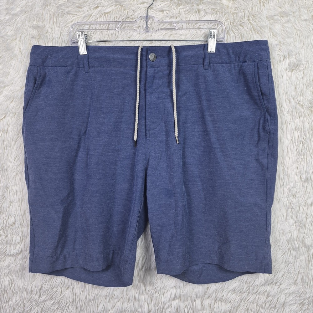 Faherty All Day Chino‎ Shorts 9" Mens Heather Blue Drawstring Casual Sz 42